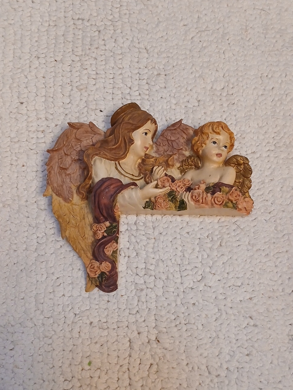 Angelic Duo Floral Wall Plaque in Cream, Gold and Pink